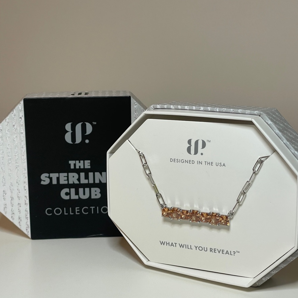 bp. The Sterling Club Collection Smokey Topaz Crystal Bar Necklace